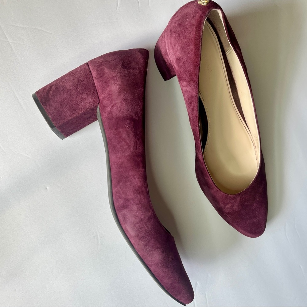 Cole Hahn Claudine, Aubergine Suede Block Heel Pump, Size 8.5‎